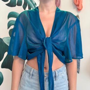 American-vintage Women's Blue and Green Blouse
